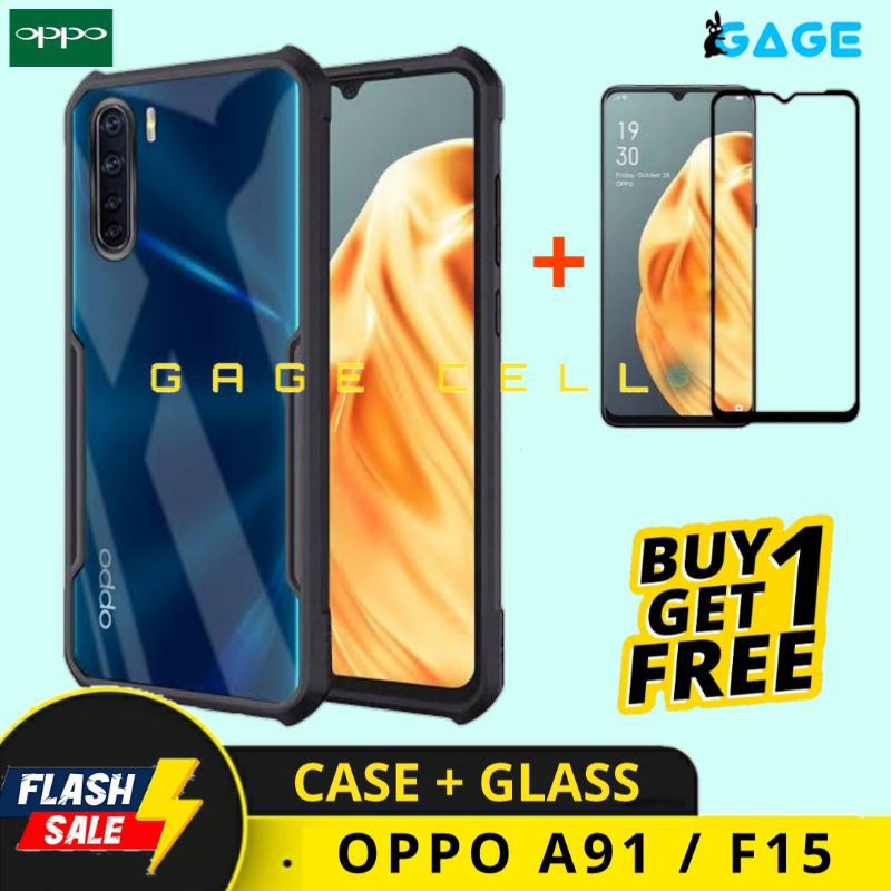 FREE ✅ TEMPERED GLASS FULL OPPO F19 A91 - HARDCASE SOFTCASE CASE FUZE ARMOR OPPO A91 F15 CASING