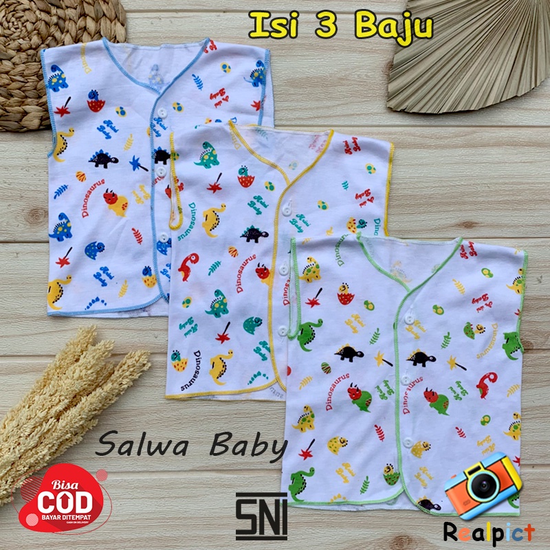 3 PCS Baju Bayi Baru Lahir Lengan Kutung Daleman Bayi Almeera Baby and Kids