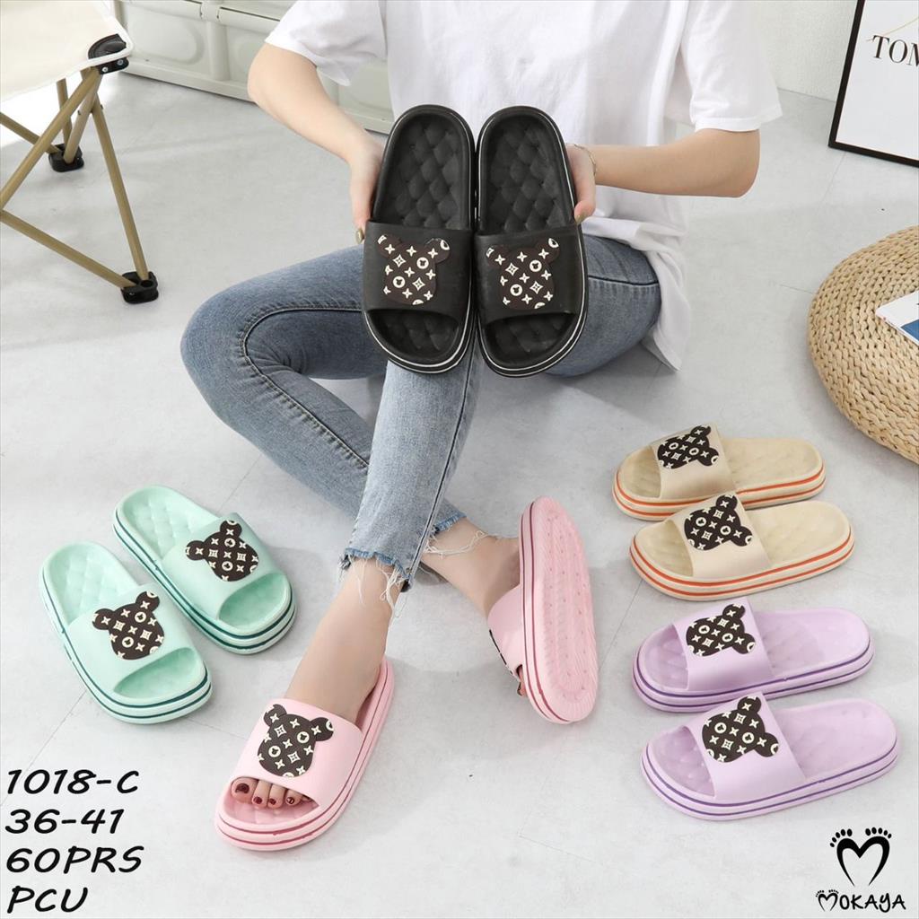 Sandal Slop Jelly Ban Mickey L.V Sol Tebal Korea Cantik Casual Elegant Import Mokaya / Size 36-41 (1018-C)