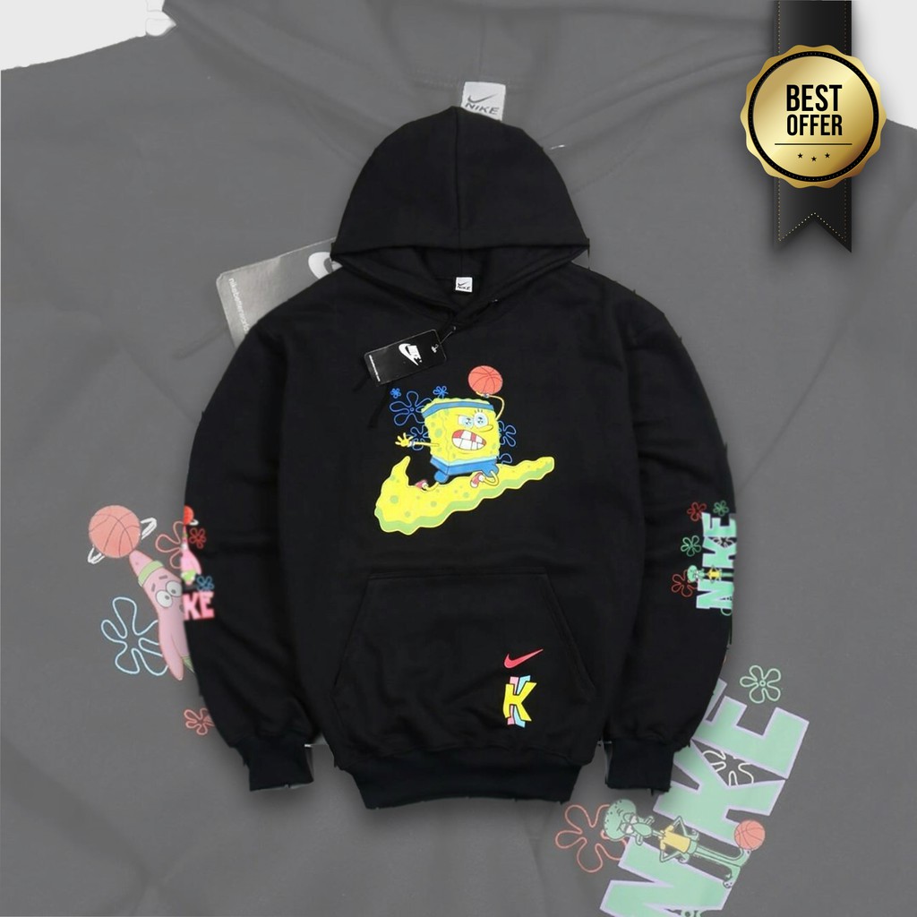 JAKET SWEATER HOODIE TREND CASUAL SPORT NIKE SPONGEBOB BLACK PREMIUM