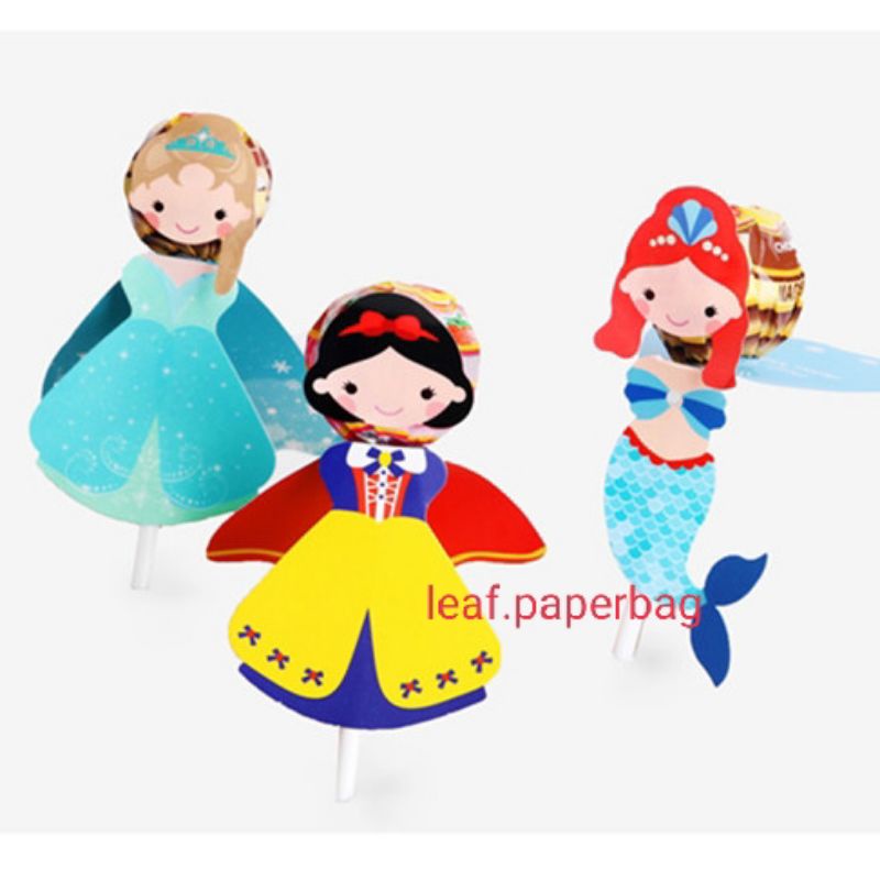 lolipop holder / pembungkus permen frozen elsa mermaid snow white / dekorasi ultah anak mermaid / bu