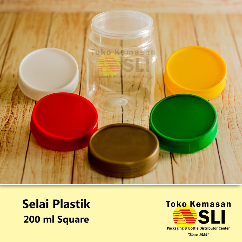 Toples Selai Square 200ml Plastik HARGA ECER | Kemasan Package Botol toples bumbu makanan