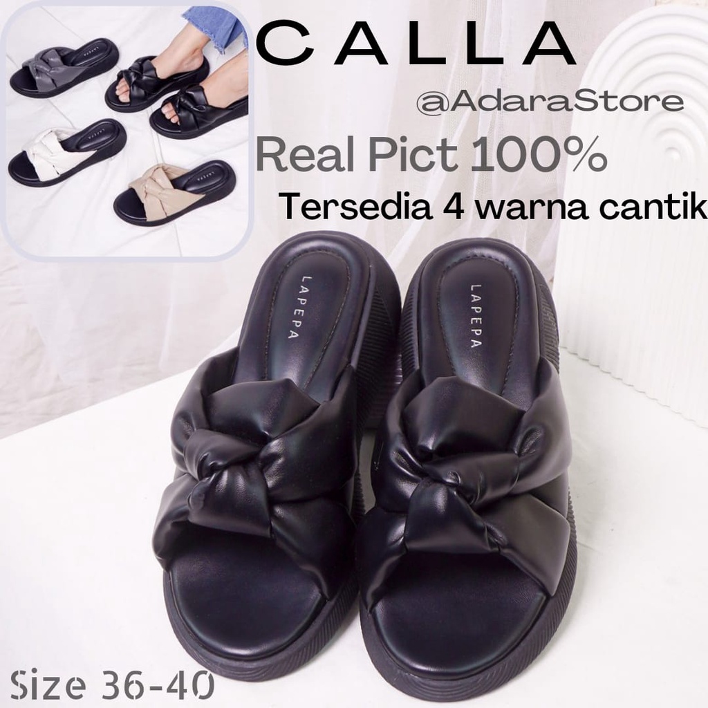 Adarastore - Lapepa CALLA Sandal Casual Wanita Wedges Sendal Cewek Tatakan Empuk Model Kekinian