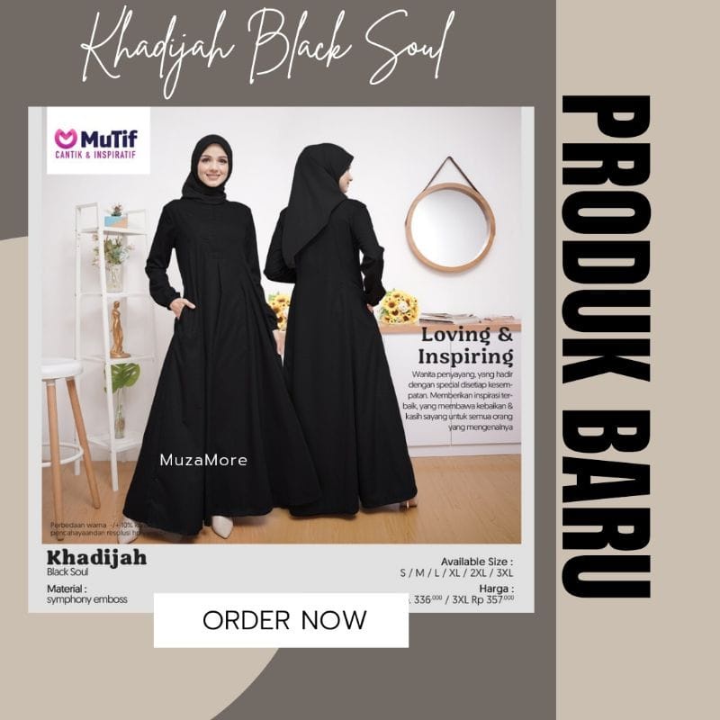 BAJU GAMIS TERBARU MUTIF KHADIJAH BLACK