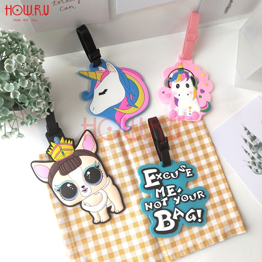 HOW.R.U | Luggage Tag Lucu / Gantungan Tas Anak Bisa Ditulisi Nama