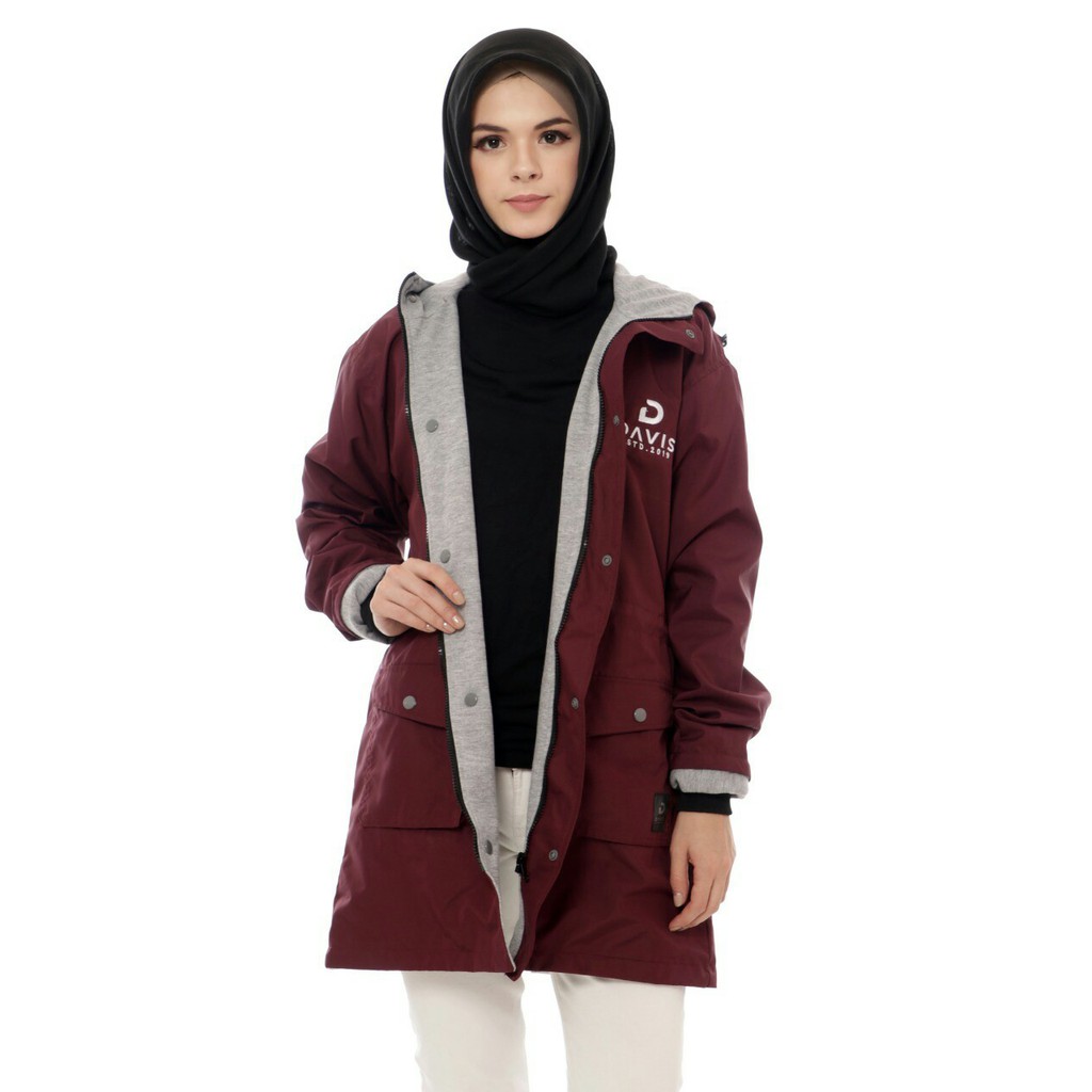 Jaket Muslimah Big Size | Hijacket - hijaber jaket | Hijaber Parka- marun-3