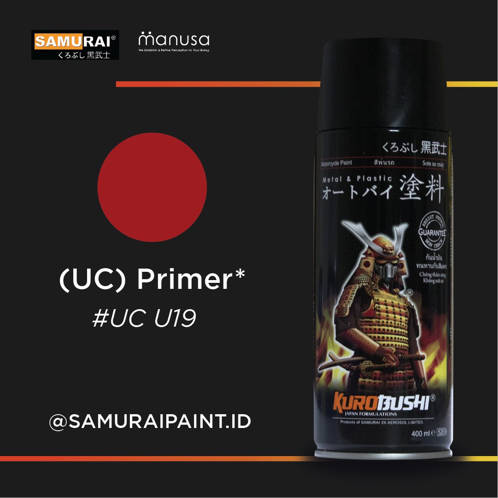Samurai Paint Primer Red # ucu 19 1k Series Undercoat Cat Aerosol Kualitas Kompresor