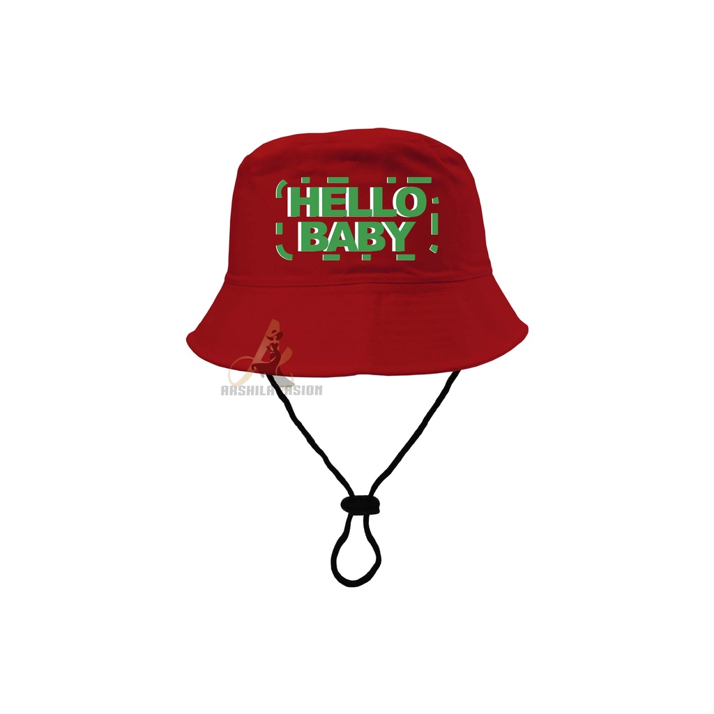 Topi Bucket Hat anak sablon Hallo Baby/Bucket Sablon Hallo Baby 2-8 tahun