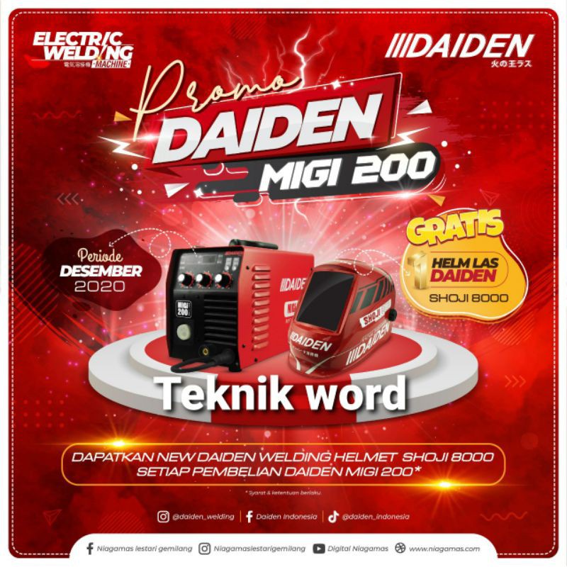 MESIN LAS DAIDEN MIGI 200 MESIN LAS CO DAIDEN MIG 200 INVERTER DAIDEN MIG 200