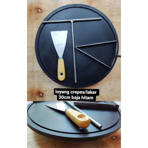 Wajan crepes/leker kumplit bahan baja hitam jerman