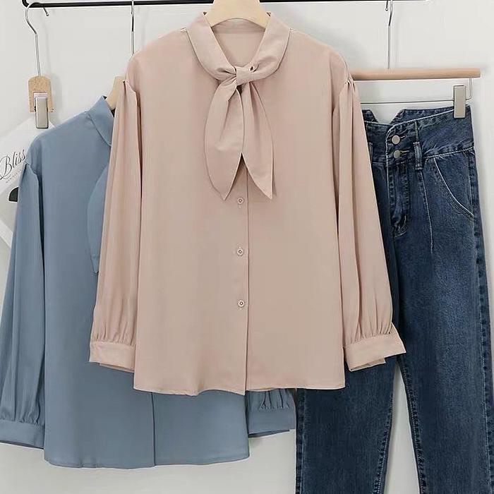 Penjualan Terbanyak.. COD - Osela Blouse Kemeja Korean Premium Fashion Baju Atasan Blus Long Shirt R