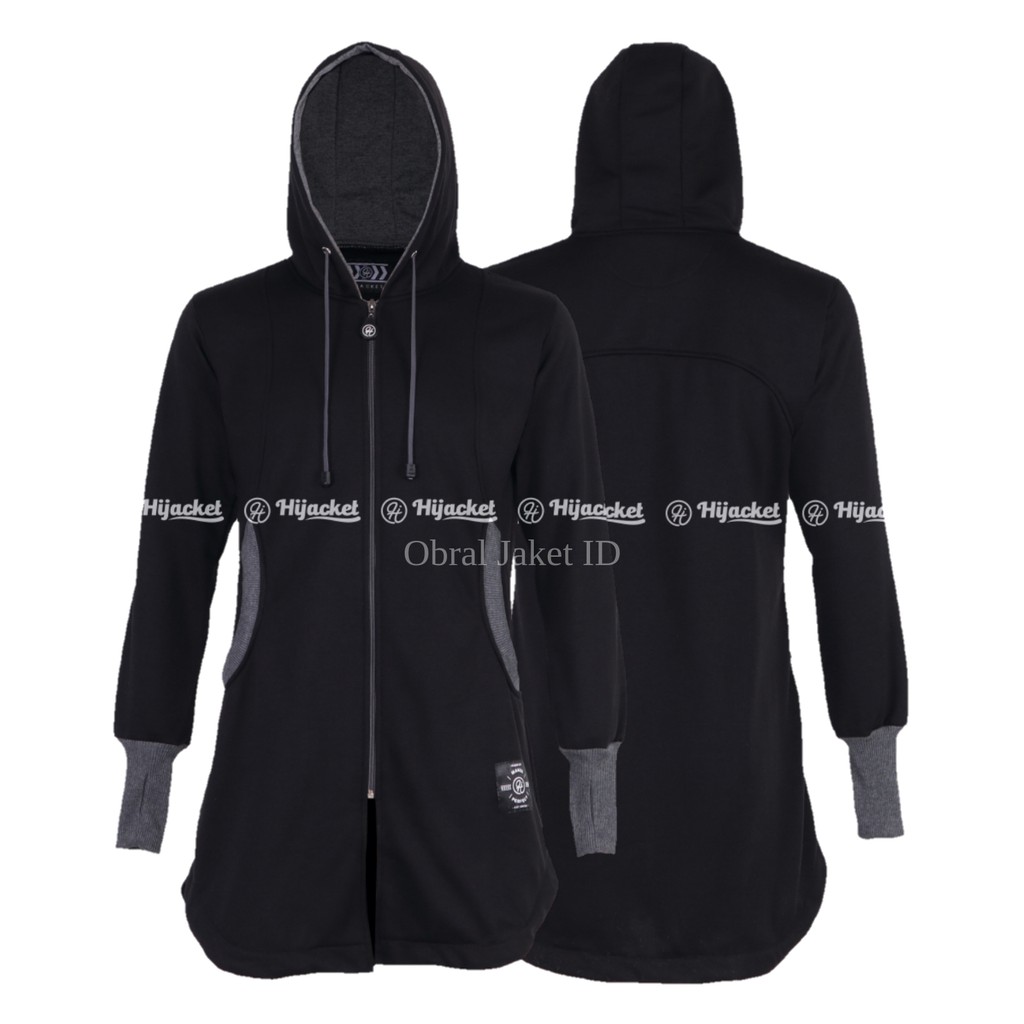 Hijacket Elektra Original Bandung | Jaket Hoodie Wanita Size L XL XXL Garansi 100%-BLACK