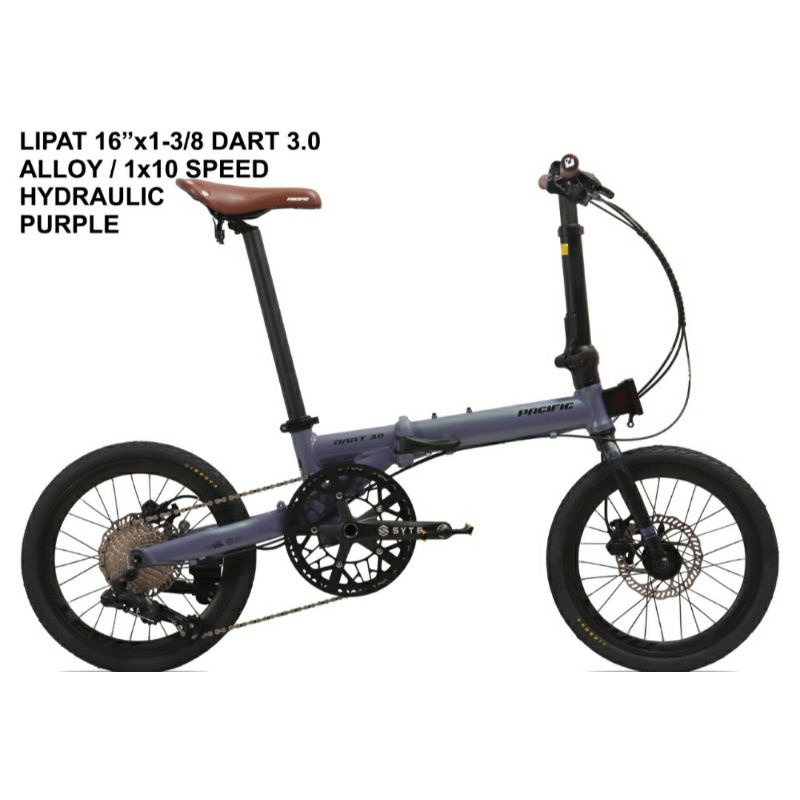 Sepeda Lipat 16 inch Pacific Dart 3.0 Frame Alloy 10 Speed Hidrolik Double Disc