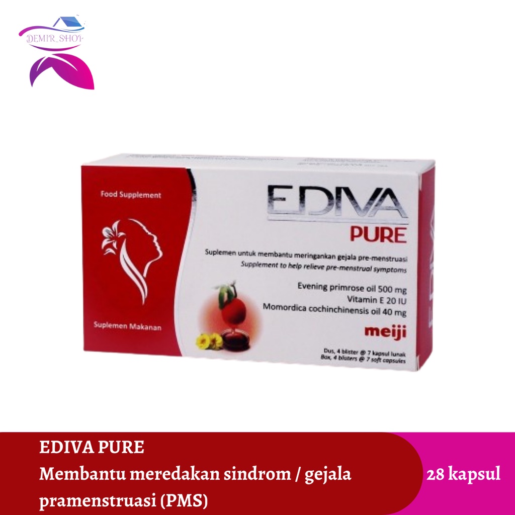 Ediva Pure Meringankan Nyeri Haid Pre-Menstrual Suplement 28 Kapsul