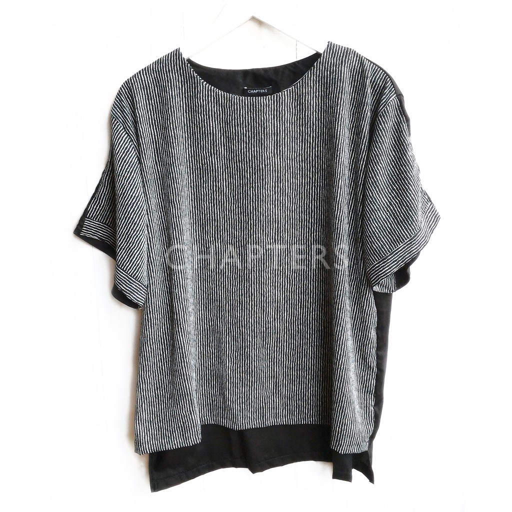Oversize Atasan Wanita Blus Garis Hitam