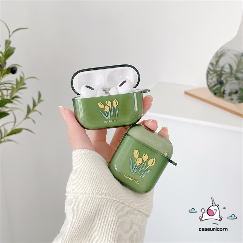 Soft Case Airpods 1 / 2 Transparan Gambar Bunga Tulip