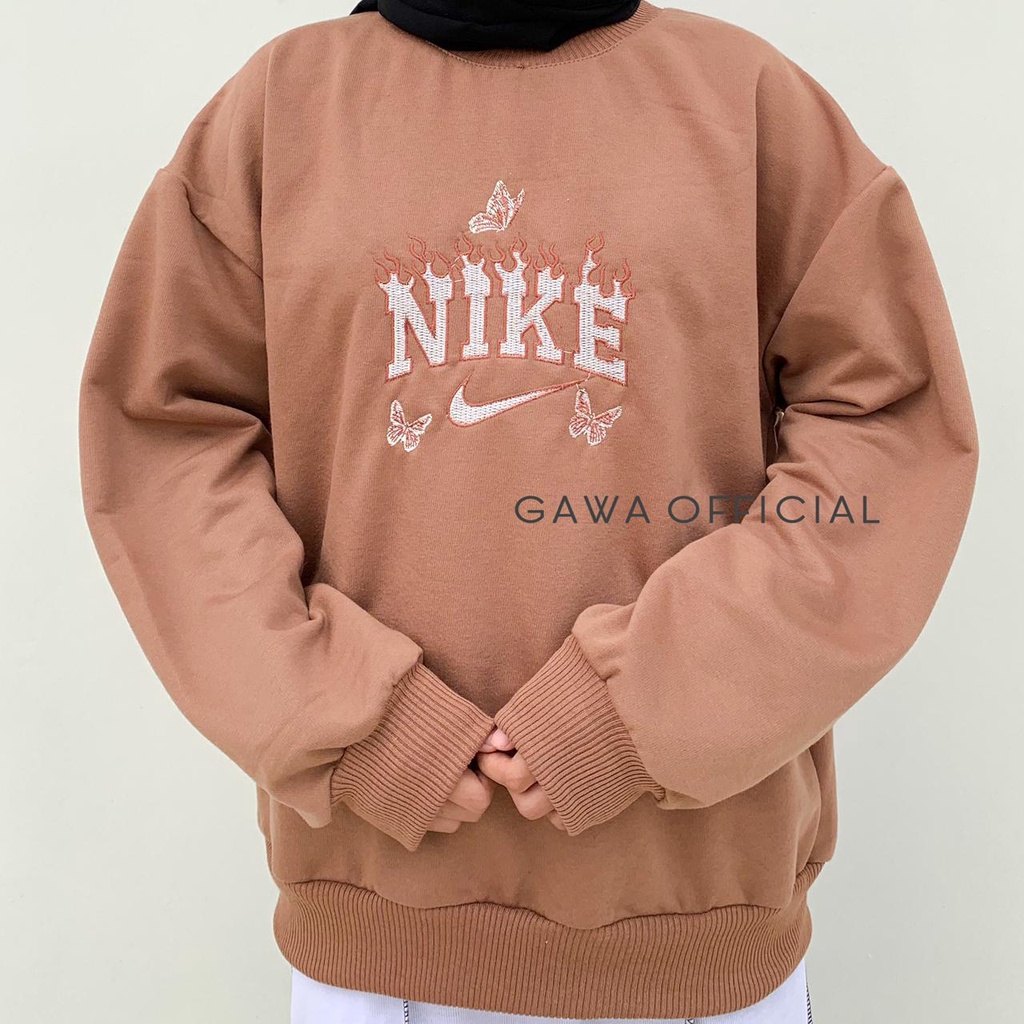 SWEATER OVERSIZE WANITA NIKE BUTTERFLY CREWNECK  SWEATER WANITA PRIA SWEATER KOREA-1
