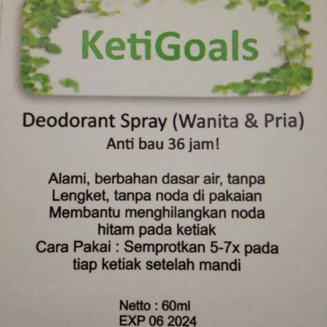 Deo AntiBau KETIAK dan KAKI KetiGoals Spray