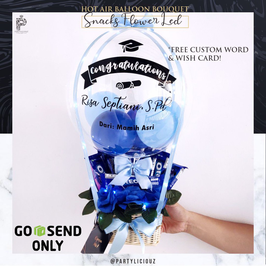 [GOSEND] SNACK FLOWER LED - BUKET BALON / HOT AIR BALLOON BOUQUET