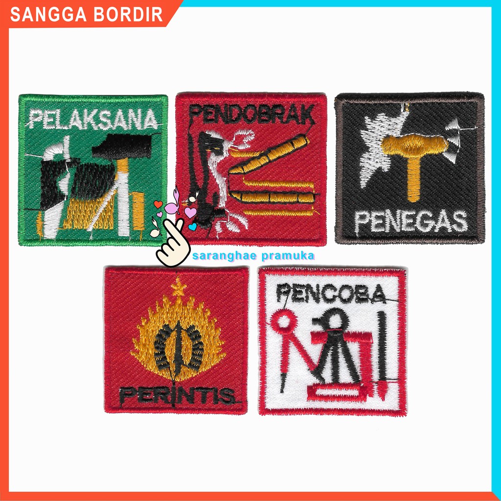 Bedge Sangga pramuka Bet Logo Sangga Bordir Penegas Pendobrak Perintis Pencoba Pelaksana