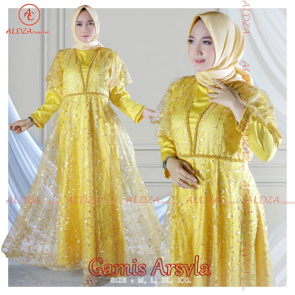 GAMIS TULLE BORDIR MUTIARA &amp; PAYET ARSLYLA