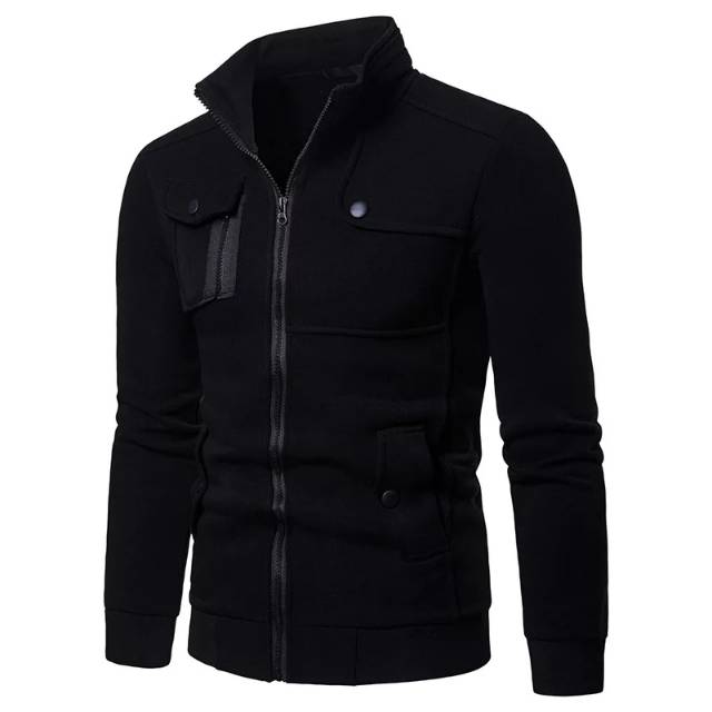 Premium jaket pria Fleece elegant black tipe laki laki terlaris