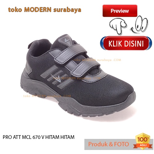 PRO ATT MCL 670 V HITAM HITAM sepatu sekolah anak perekat sneakers