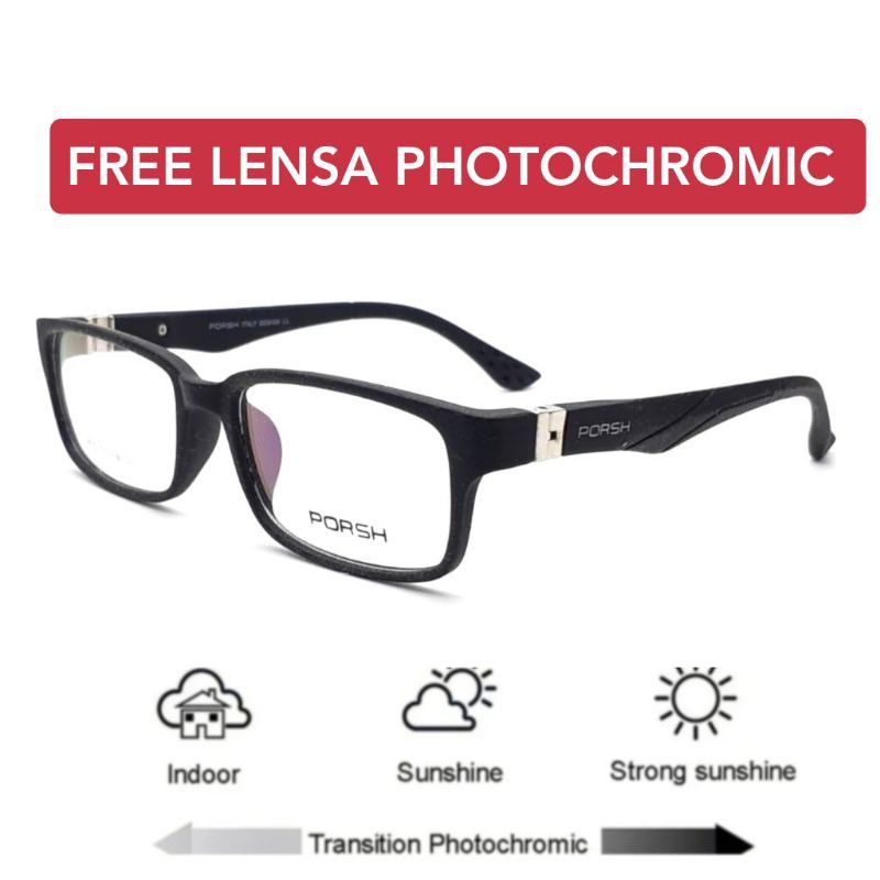 Frame Kacamata Pria Trendy ( FREE LENSA PHOTOCROMIC / Lensa Berubah otomatis ) Kacamata Terbaru