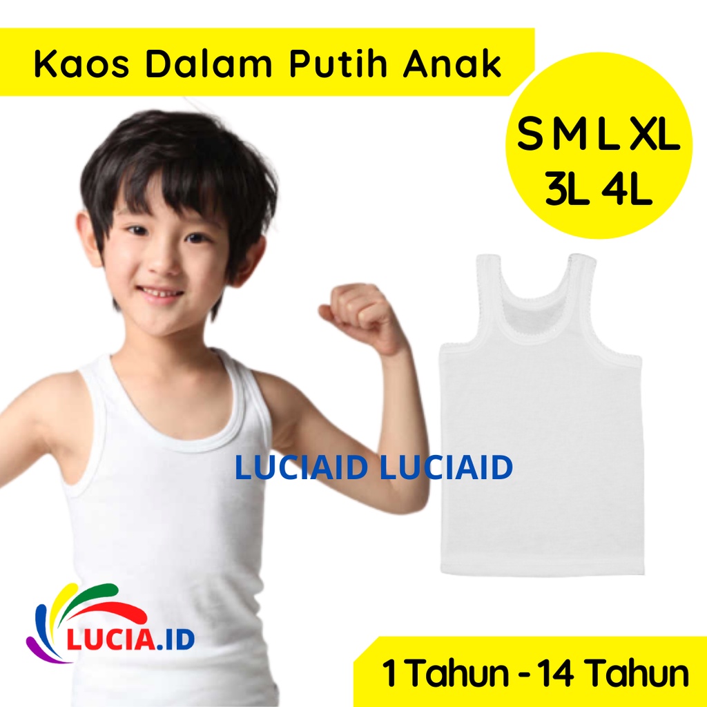 GROSIR Kaos Dalam Putih Anak Cowok Cewek Usia 1-15 Tahun TK SD SMP Remaja