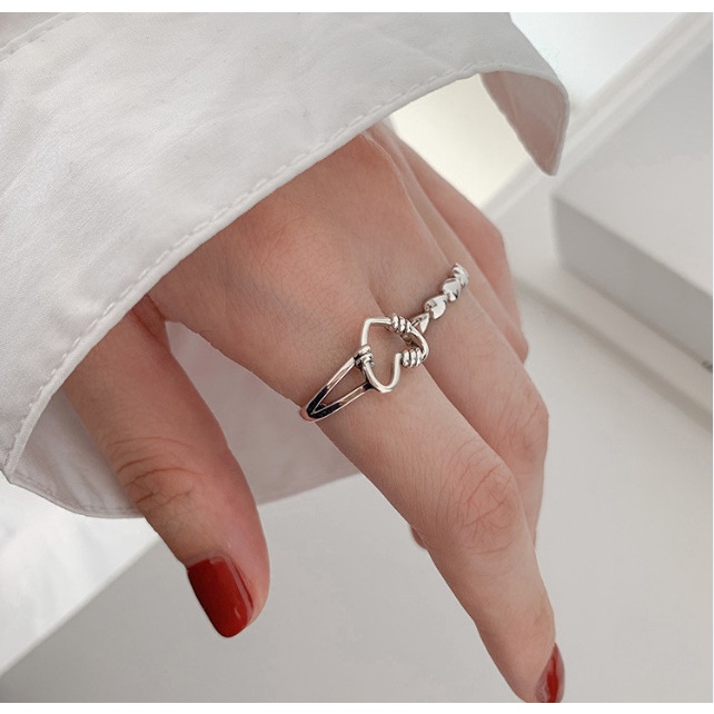 4pcs / Set Cincin Model Terbuka Dapat Disesuaikan Warna Silver Gaya Retro Vintage Untuk Wanita