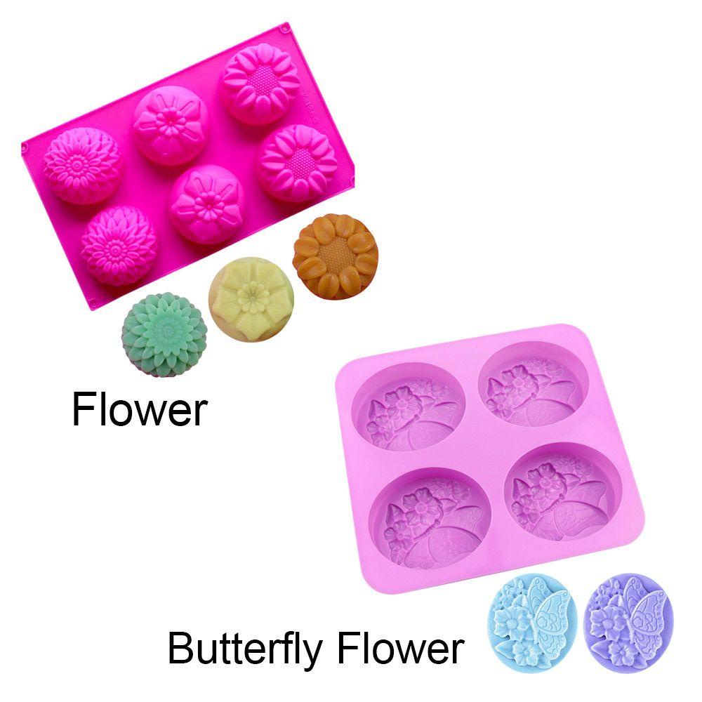 R-flower Silikon Sabun Cetakan 3D Membuat Perlengkapan Butterfly Flower DIY Craft Handmade Soaps Supplies