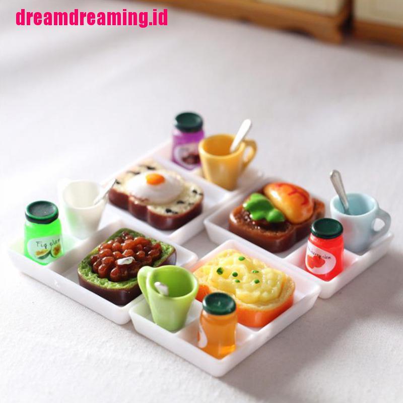 5pcs / set Miniatur Cangkir + Piring + Sendok Selai Untuk Aksesoris Dapur Rumah Boneka