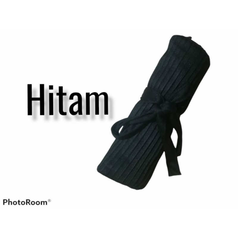 Bergo Maryam Full Plisket Lidi Bahan Hyget Premium-Hitam