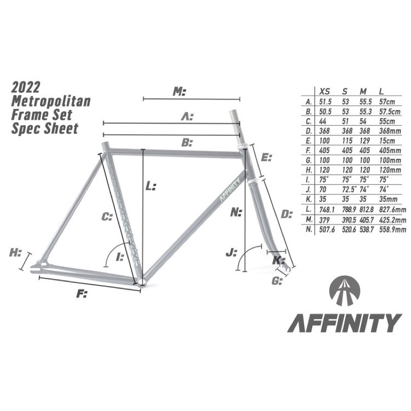 Affinity Metropolitan Frameset Frame Set Sepeda Fixie Fixed Gear Track Tracklocross Bike Bicycle