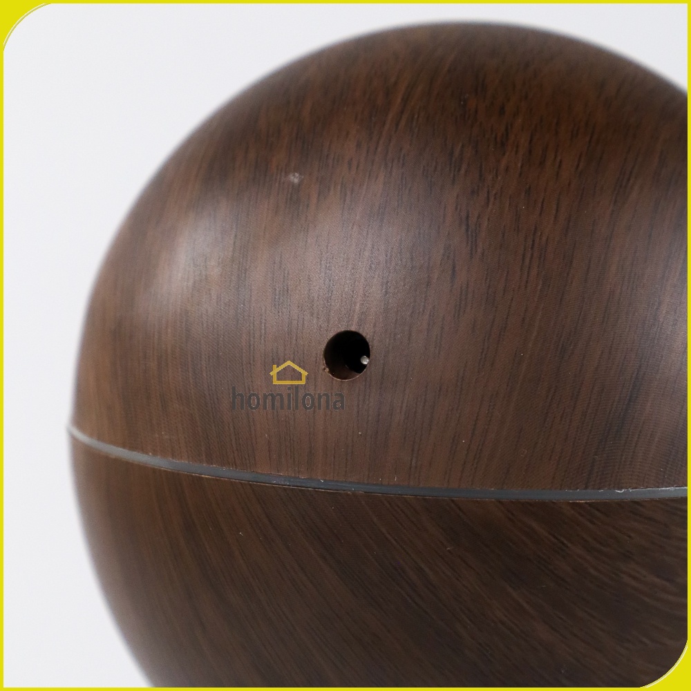 Humidifier Diffuser Aromaterapi 130ml - Taffware HUMI JKC01 Dark Brown - Ultrasonic Aromatherapy Essential Oil Burner Mini Mobil Bulat Wood Design Desain Kayu