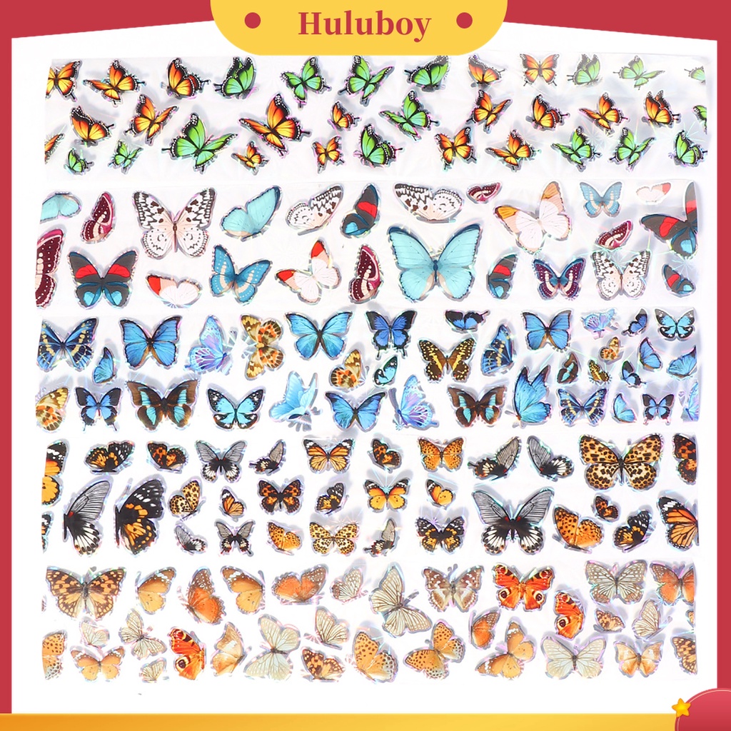 Huluboy Huluboy♡ 20pcs Stiker Kuku Motif Kupu-Kupu Untuk Dekorasi Manicure
