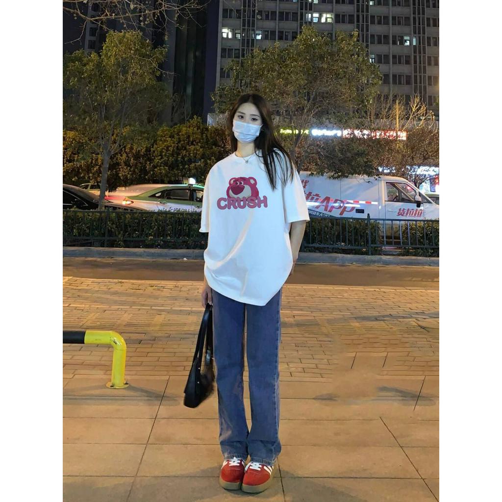 RDGF kaos kekinian kaos kekinian pria kaos wanita korean style beruang stroberi kaos oversize h m (kapas 100%)/A0106