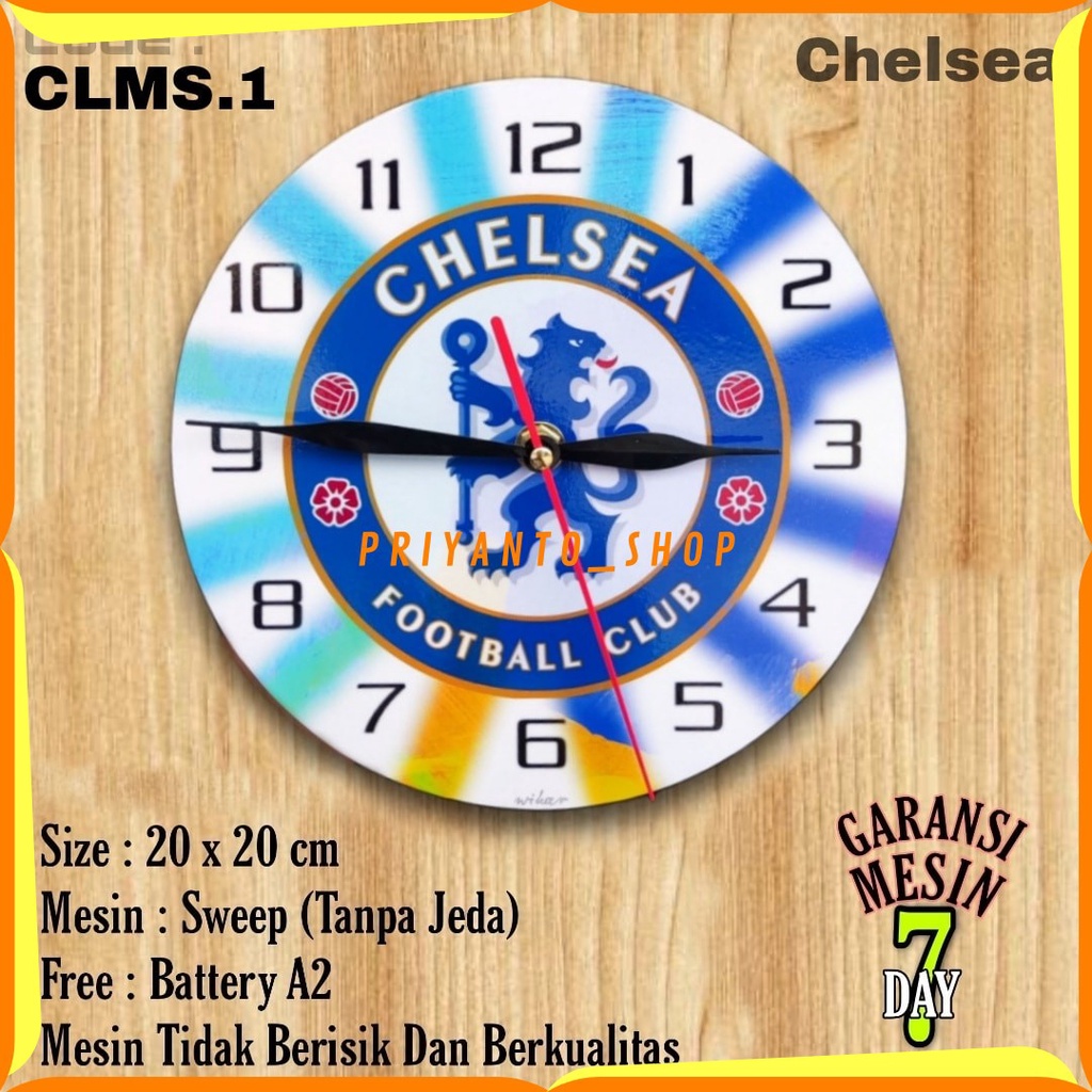 Jam Dinding Team Club Klub Sepakbola Chelsea Mesin Halus Free Battrai