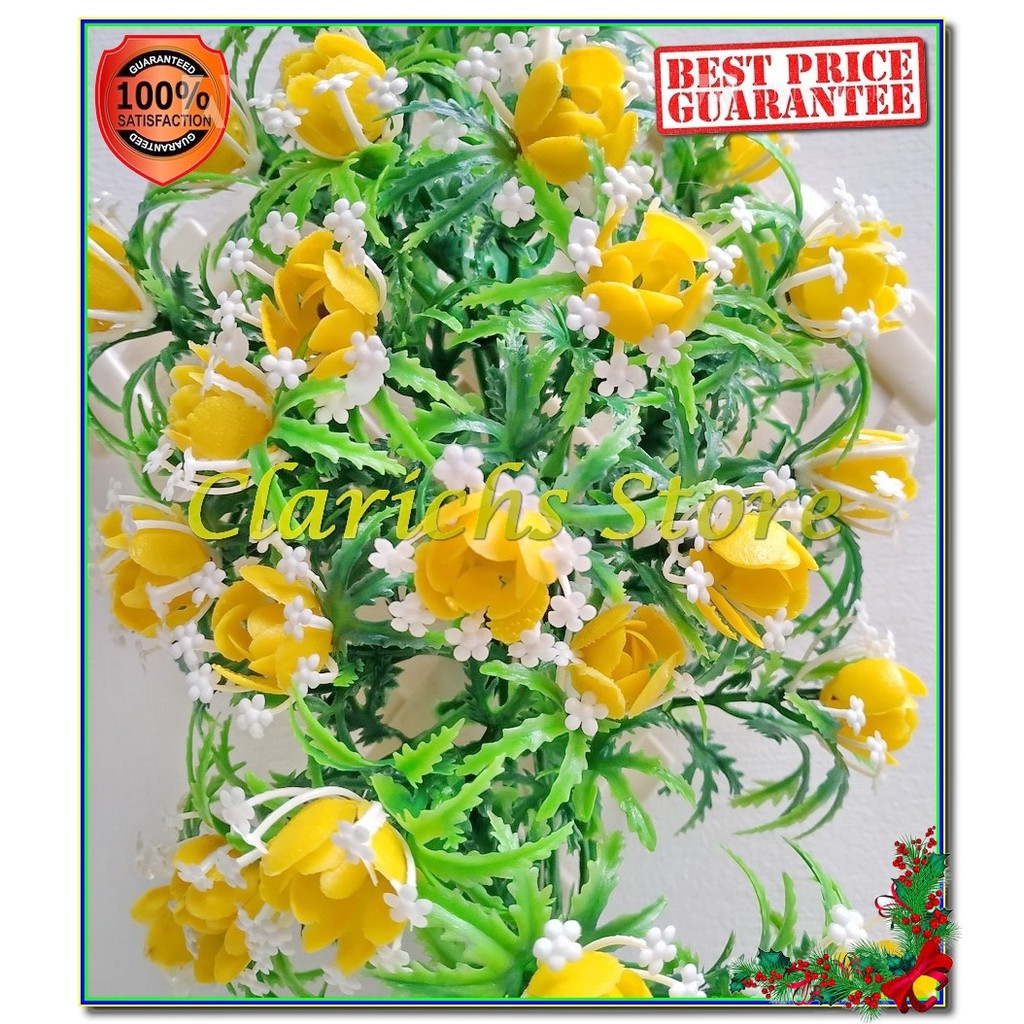 Rambat Bunga Karmila Pretty - Hiasan Bunga Plastik Dinding Pajangan Interior Rumah Kantor Terbaik-Kuning