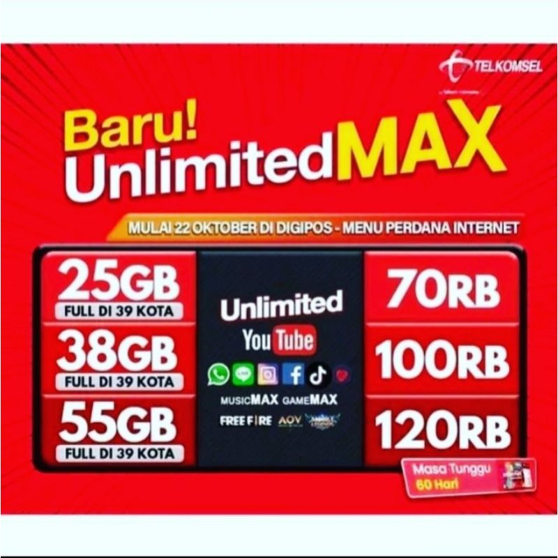 Kartu Perdana Telkomsel Unlimited Max | Shopee Indonesia