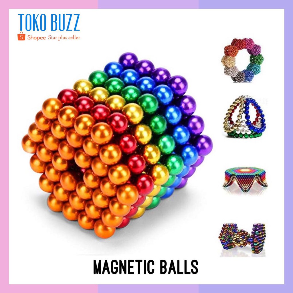 Magnetic Ball Multicolor / Mainan Bola Magnet Ball  Belajar Edukasi Kreatif Anak Anak Motorik Hobi