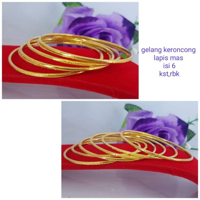 Gelang keroncong lapis emas ,harga perbiji,tipis