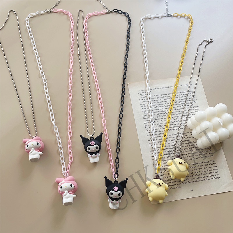 Ins Y2k Kalung Rantai Liontin Anjing Kuromi Melody Lucu Ala Harajuku Untuk Wanita