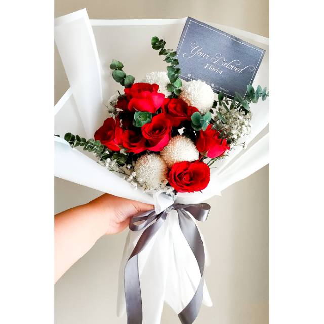 Buket Bunga Mawar Pom Ala Korea Bouquet Hadiah Kado Sidang Ultah Pacar Anniversary Shopee Indonesia