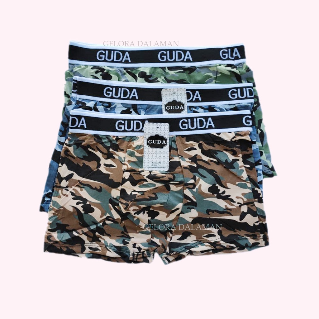 1Pcs Celana Dalam Boxer Pria Motif Army-Loreng