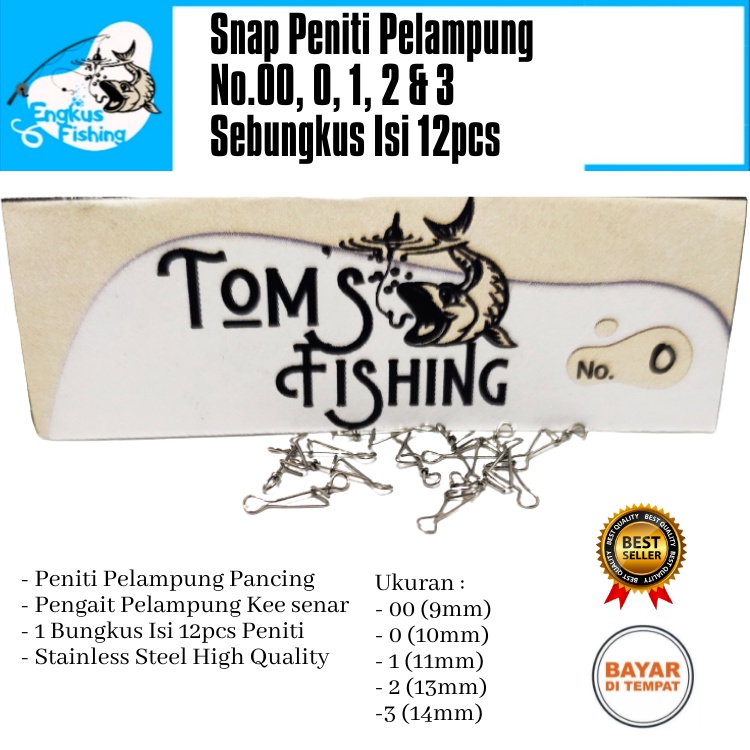 Snap Peniti Pelampung Pancing Ukuran Lengkap (9mm - 14mm) Stenliss Steel Murah - Engkus Fishing