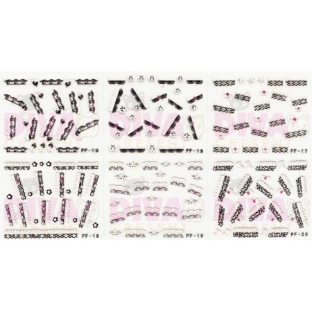 ISI 6 PACK NAIL ART STICKER JAPANESE LACE STICKER SET