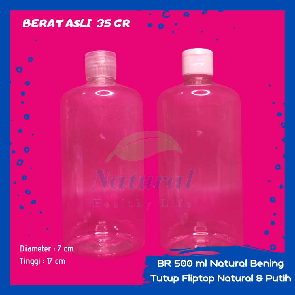 Botol 500ml Natural Bening Fliptop N 24 Bahan PET