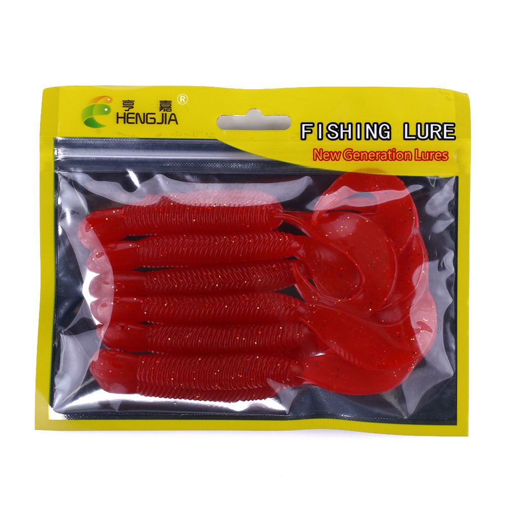 Hengjia 6pcs / Lot Umpan Pancing Softlure Bentuk Cacing 12cm 9.2g Bahan Silikon Dengan Bau Asin