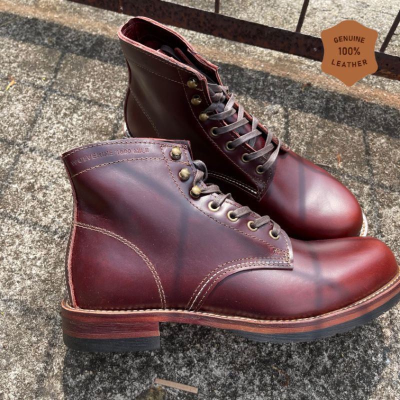 (New Arrival) Sepatu WOLVERINE 1000 MILE BROWN Full Grain Smooth Leather ULTIMATE PK QUALITY